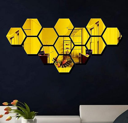 13pcs Hexagon Mirror Wall Decor | طقم مرايا سداسية ١٣ قطعة